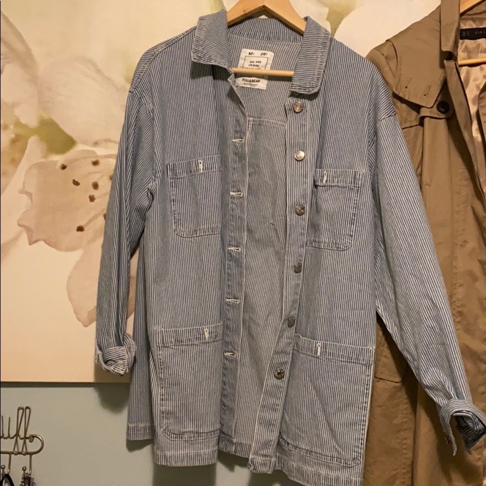 Pull & Bear striped denim jacket